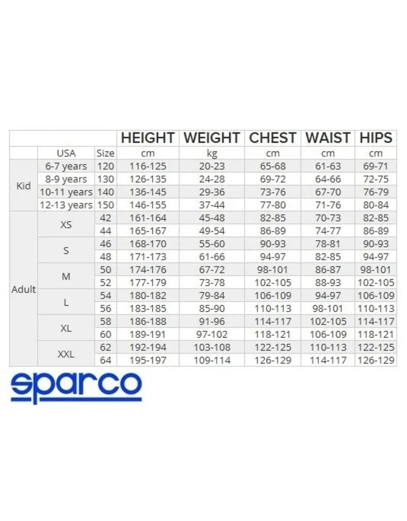 Sparco kerb overall zwart oranje wit - KartKings