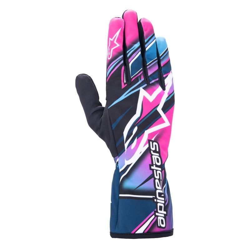 Guanti da competizione Alpinestars Tech 1-K V2 Rosa/Ciano/Bianco