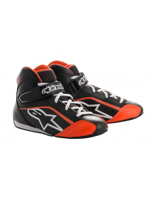 Alpinestars Tech-1 K S (scarpe da kart per bambini) NERO/BIANCO/ARANCIONE FLUO