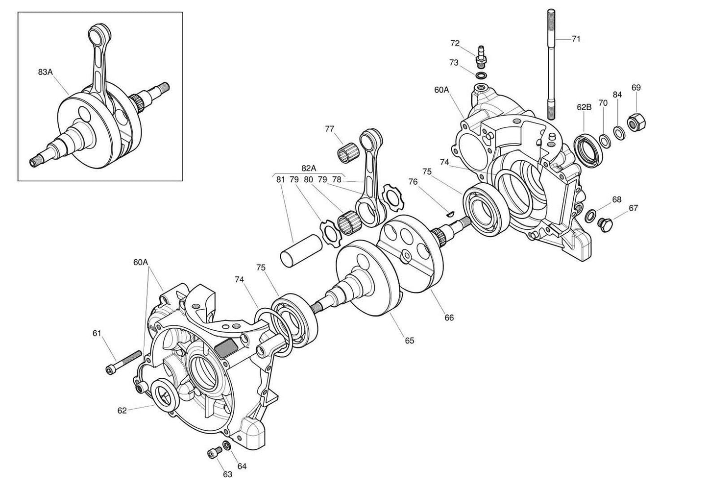 Semialbero motore Iame X30 lato frizione
