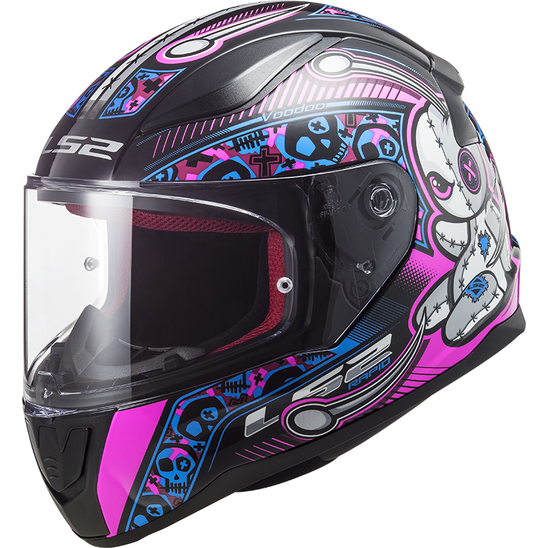 LS2 FF353 Rapid mini Kids helm Voodoo zwart/roze