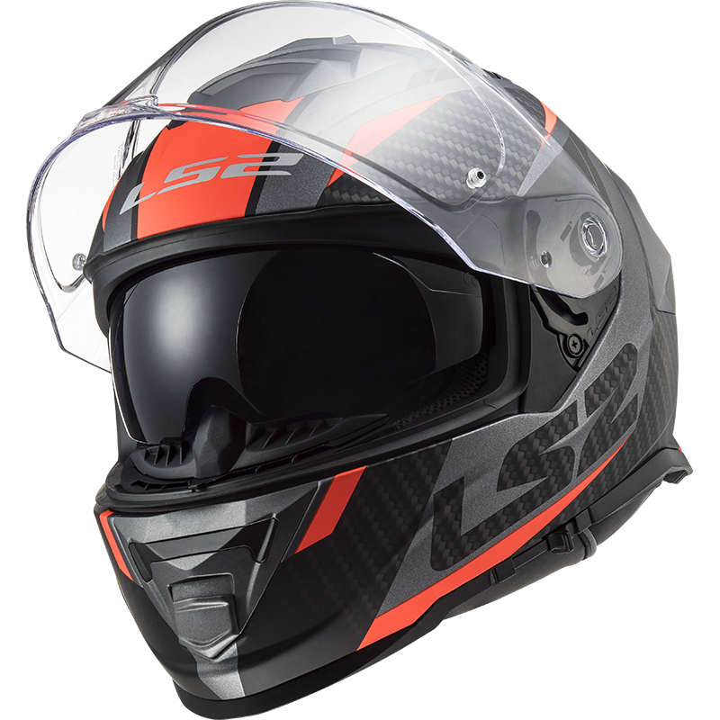 LS2 FF800 Storm II racer Matt titanium fluor oranje