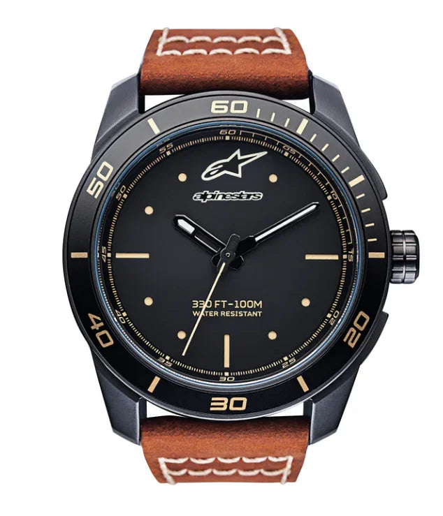 Alpinestars tech 3H matt zwart / bruin leren strap - KartKings