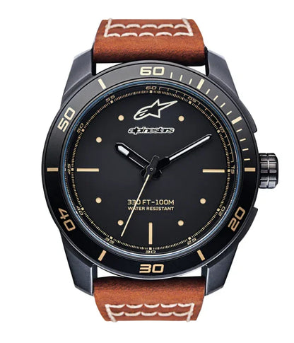 Alpinestars tech 3H matt zwart / bruin leren strap - KartKings