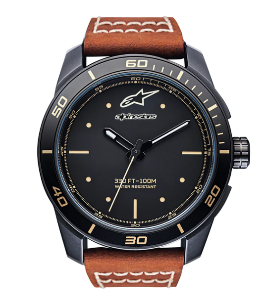 Alpinestars tech 3H matt zwart / bruin leren strap