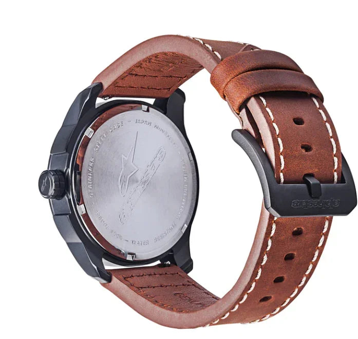 Alpinestars tech 3H matt zwart / bruin leren strap - KartKings