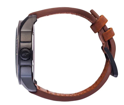 Alpinestars tech 3H matt zwart / bruin leren strap - KartKings