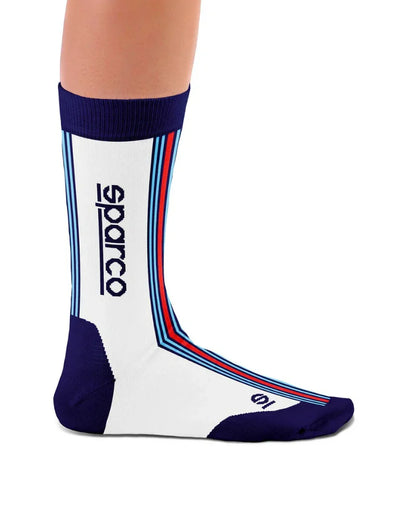 Sparco Martini Iconic design hoge sokken wit/blauw/rood - KartKings
