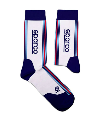 Sparco Martini Iconic design hoge sokken wit/blauw/rood - KartKings