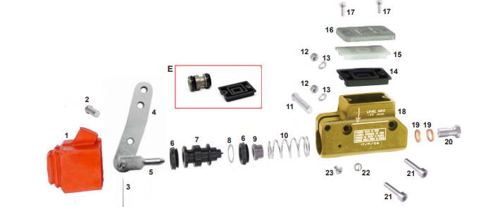 CRG pen hoofremscilinder 16mm