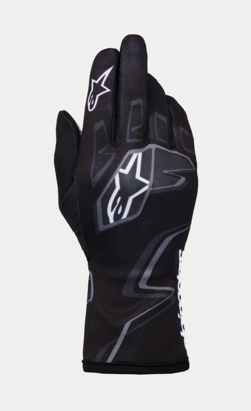 Guanto da karting Alpinestars k-race graphic 1 grigio nero bianco