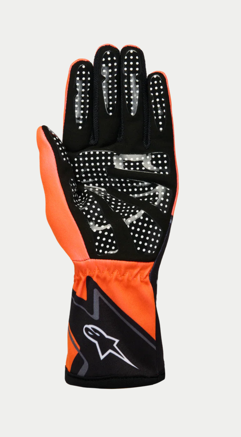Guanto da kart Alpinestars k-race graphic 1 nero arancione fluorescente