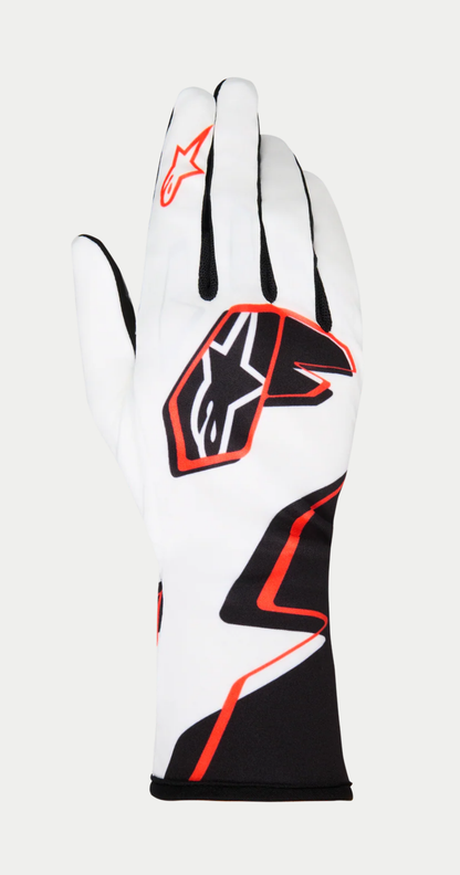Guanto da kart Alpinestars k-race graphic 1 bianco/nero/arancione acceso