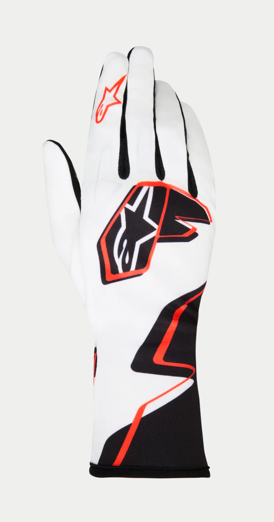 Guanto da kart Alpinestars k-race graphic 1 bianco/nero/arancione acceso