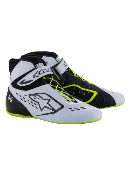Scarpe da kart Alpinestars KX V3 omologate FIA nere/bianche/giallo fluorescente