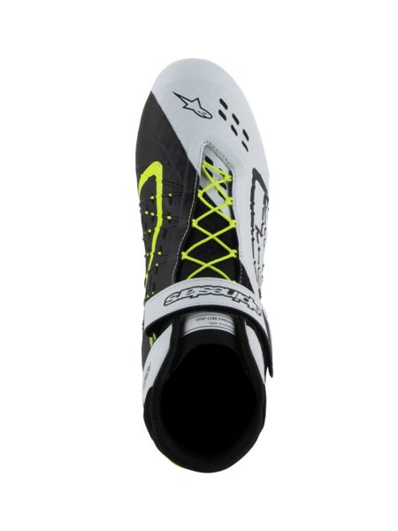 Scarpe da kart Alpinestars KX V3 omologate FIA nere/bianche/giallo fluorescente