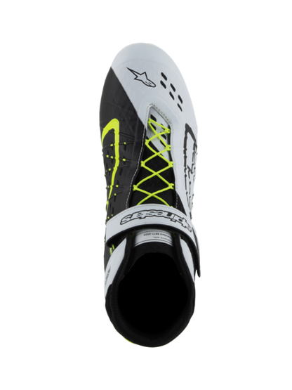 Scarpe da kart Alpinestars KX V3 omologate FIA nere/bianche/giallo fluorescente
